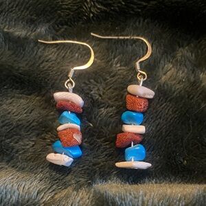 Blue and Brown Stone Earrings